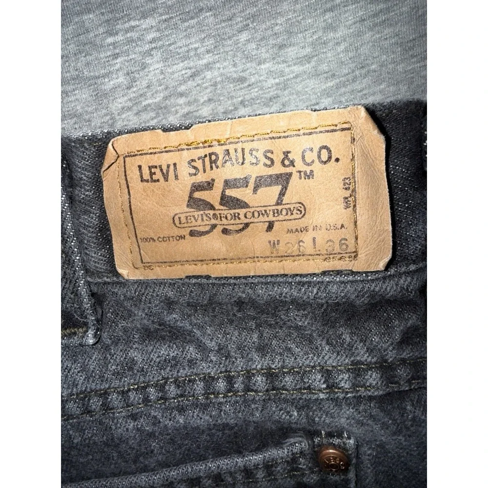 VTG Levi 557 Men Jeans 34x26* (Tag says 36x36) Black Straight Leg USA